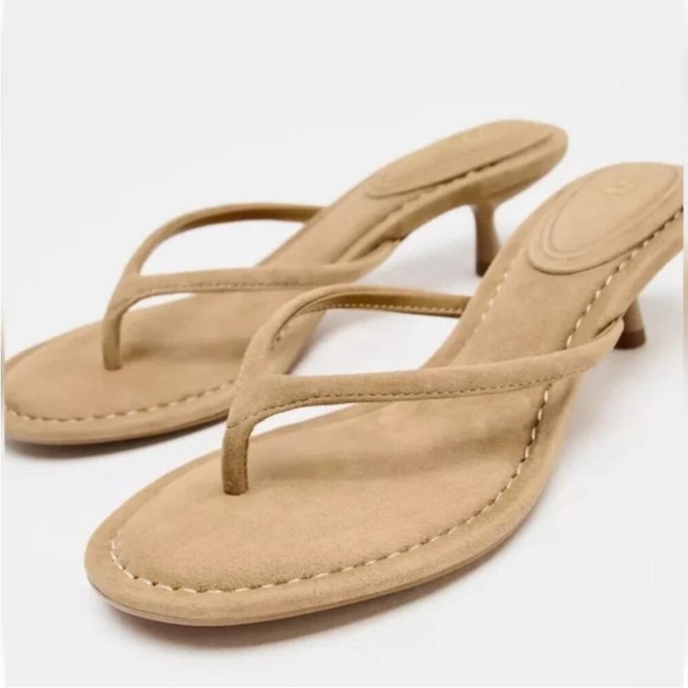 ZARA SUEDE HEELED SANDALS